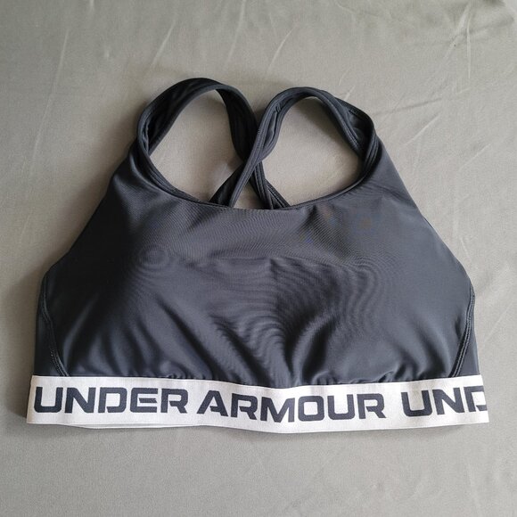 Under Armour Sports Bra Womens 1X Black Lined Light Support Activewear Athletic - Picture 1 of 7